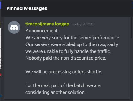 longap official message in Discord 10 15